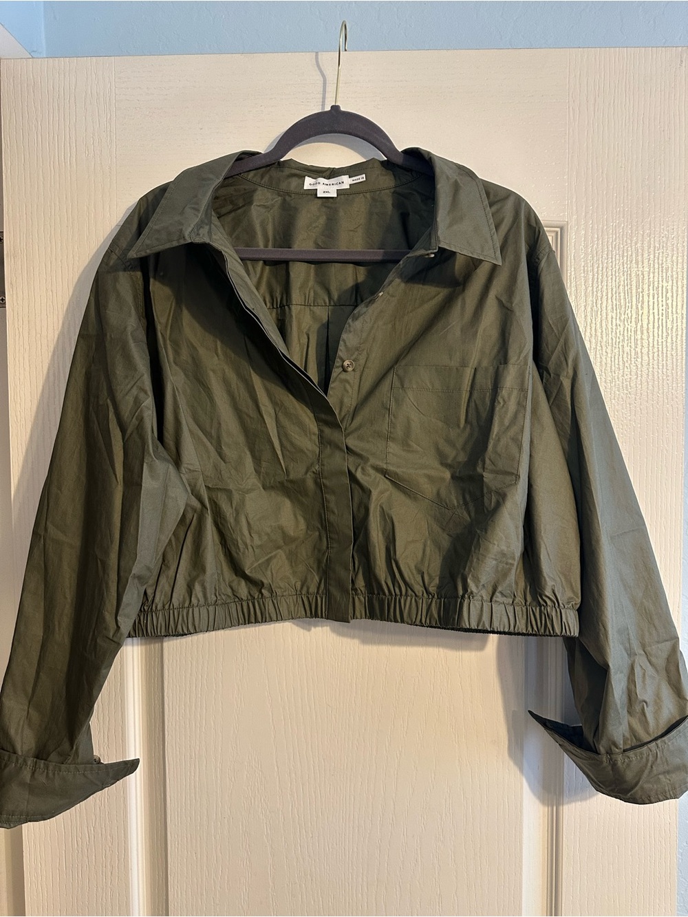 Good American Cropped Olive Green Top